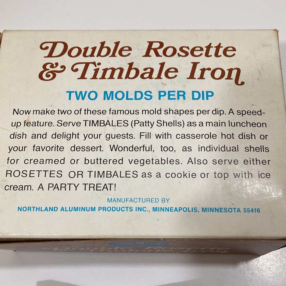 Vintage Nordic Ware Double Rosette & Timbale Iron Two Molds Per Dip - Picture 2 of 4